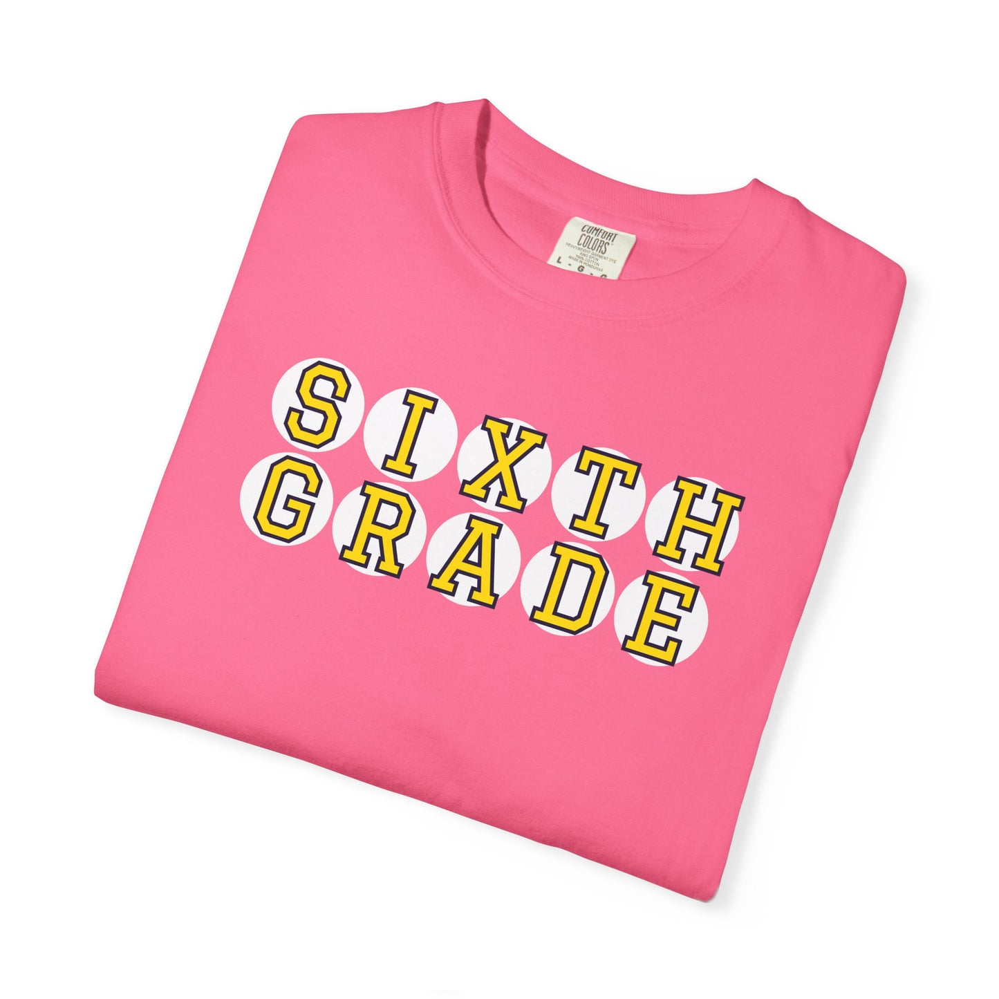 SIXTH GRADE YELLOW PLAYER LETTERS T-SHIRT