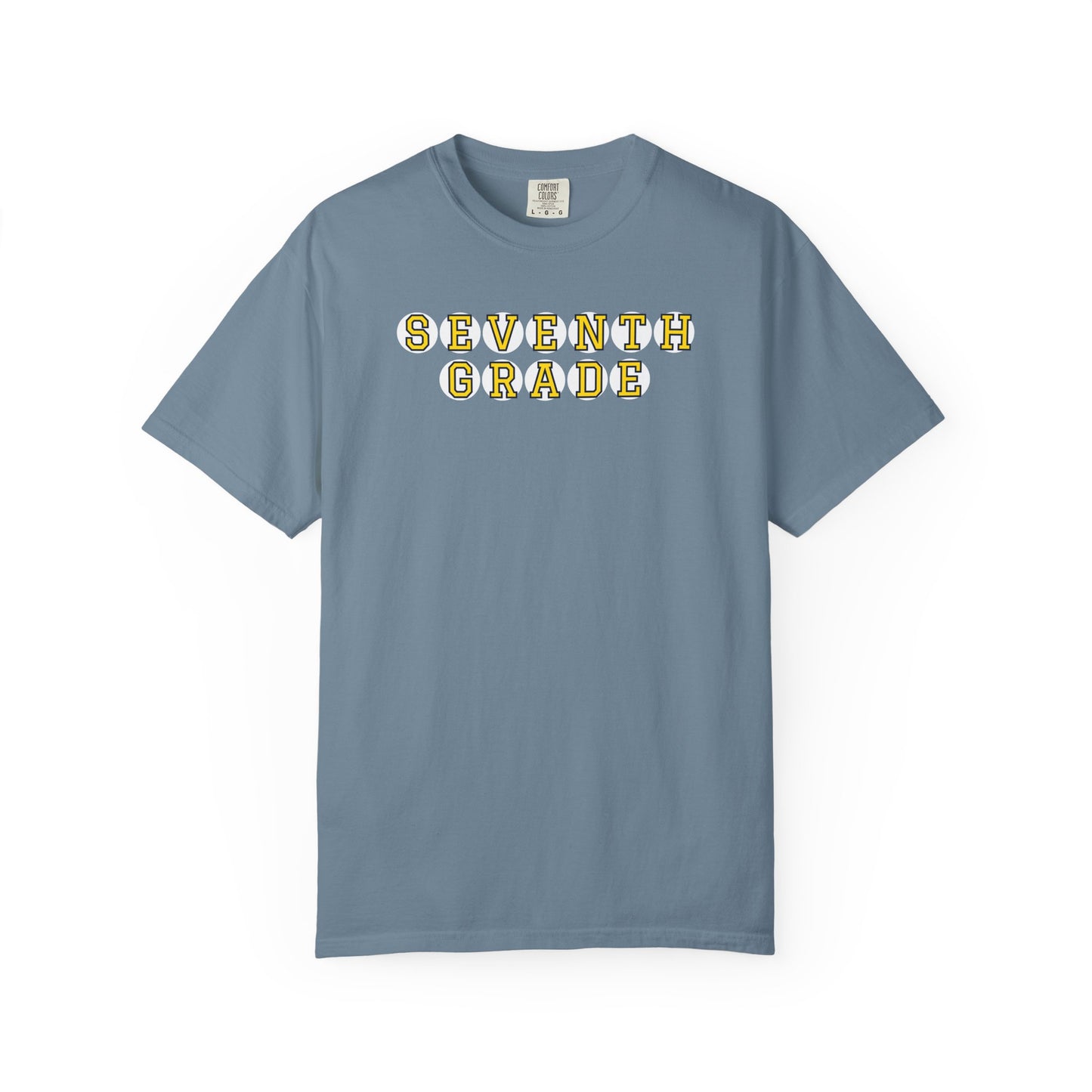 SEVENTH GRADE. YELLOW PLAYER LETTERS T-SHIRT