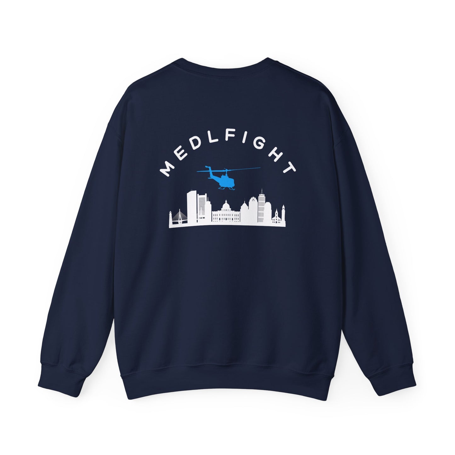 BOSTON MEDLFIGHT NAVY CREWNECK