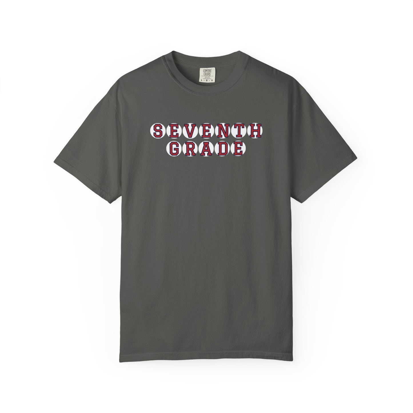 SEVENTH GRADE RED PLAYER LETTERS T-SHIRT