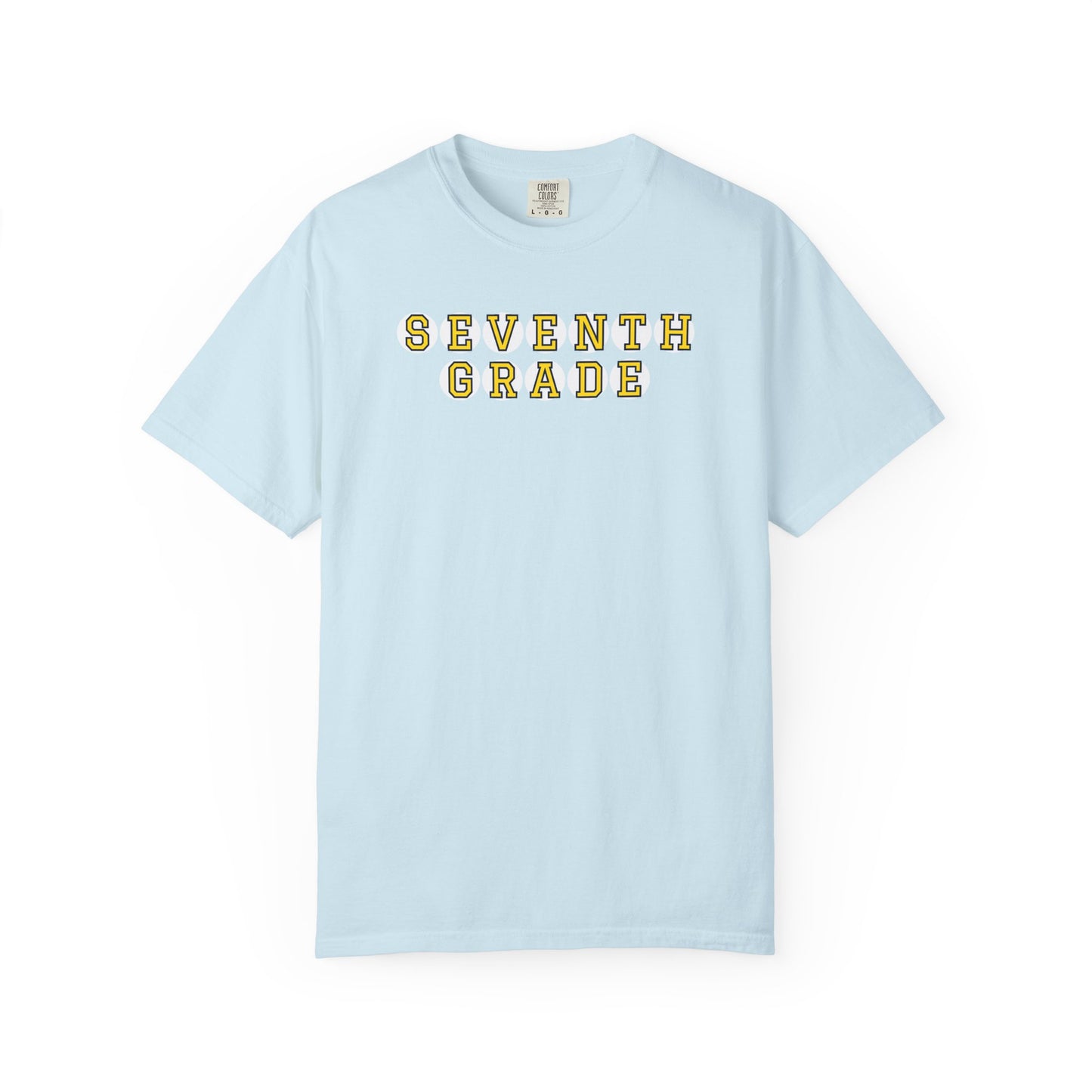 SEVENTH GRADE. YELLOW PLAYER LETTERS T-SHIRT