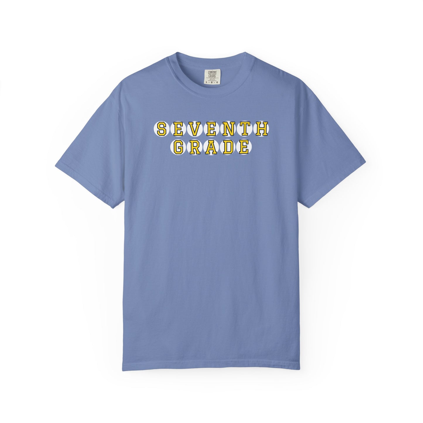 SEVENTH GRADE. YELLOW PLAYER LETTERS T-SHIRT