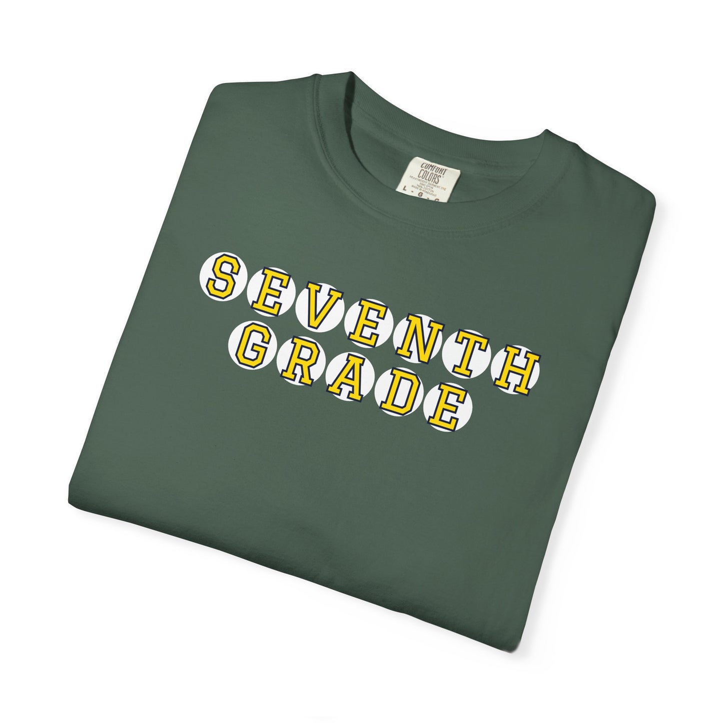 SEVENTH GRADE. YELLOW PLAYER LETTERS T-SHIRT