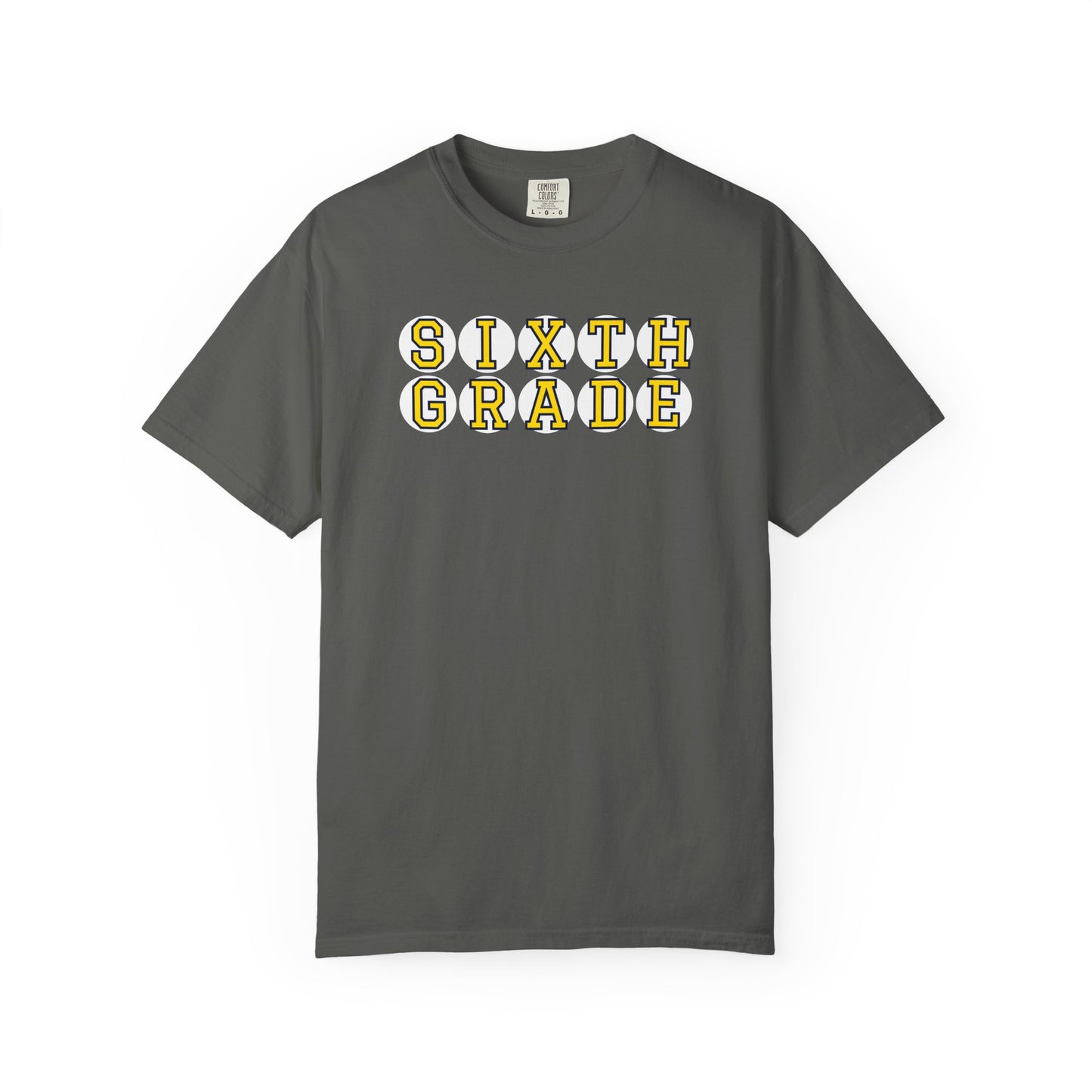 SIXTH GRADE YELLOW PLAYER LETTERS T-SHIRT