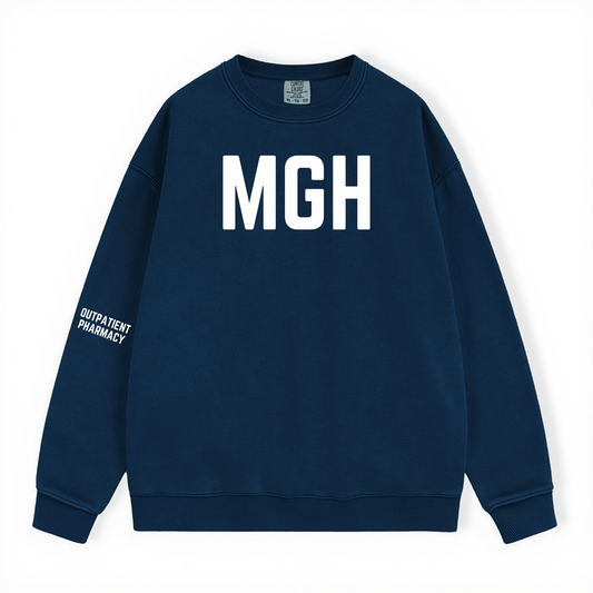 NAVY MGH OUTPATIENT PHARMACY COMFORT COLORS CREWNECK