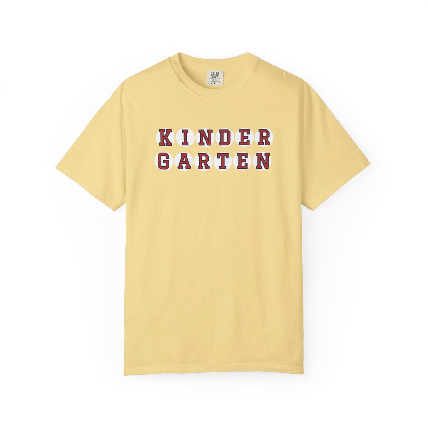 KINDERGARTEN RED PLAYER LETTERS T-SHIRT