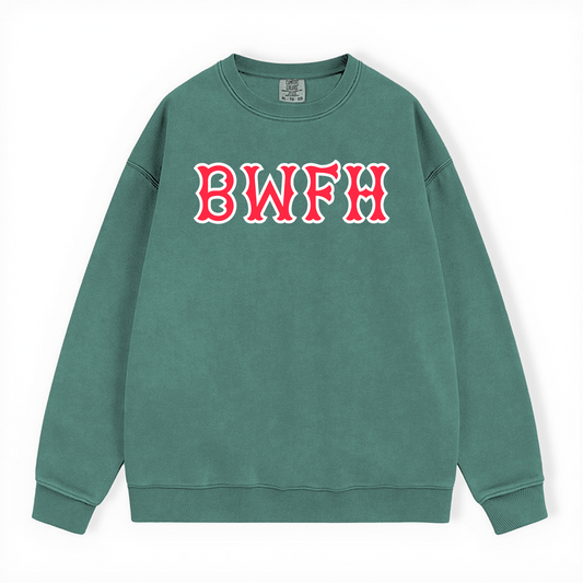 LIGHT GREEN BWFH SOX LETTERS CREWNECK-CLEARANCE
