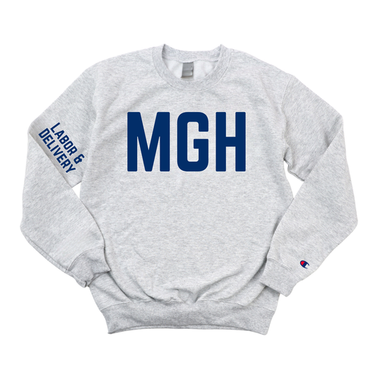 NAVY MGH LABOR & DELIVERY CREWNECK