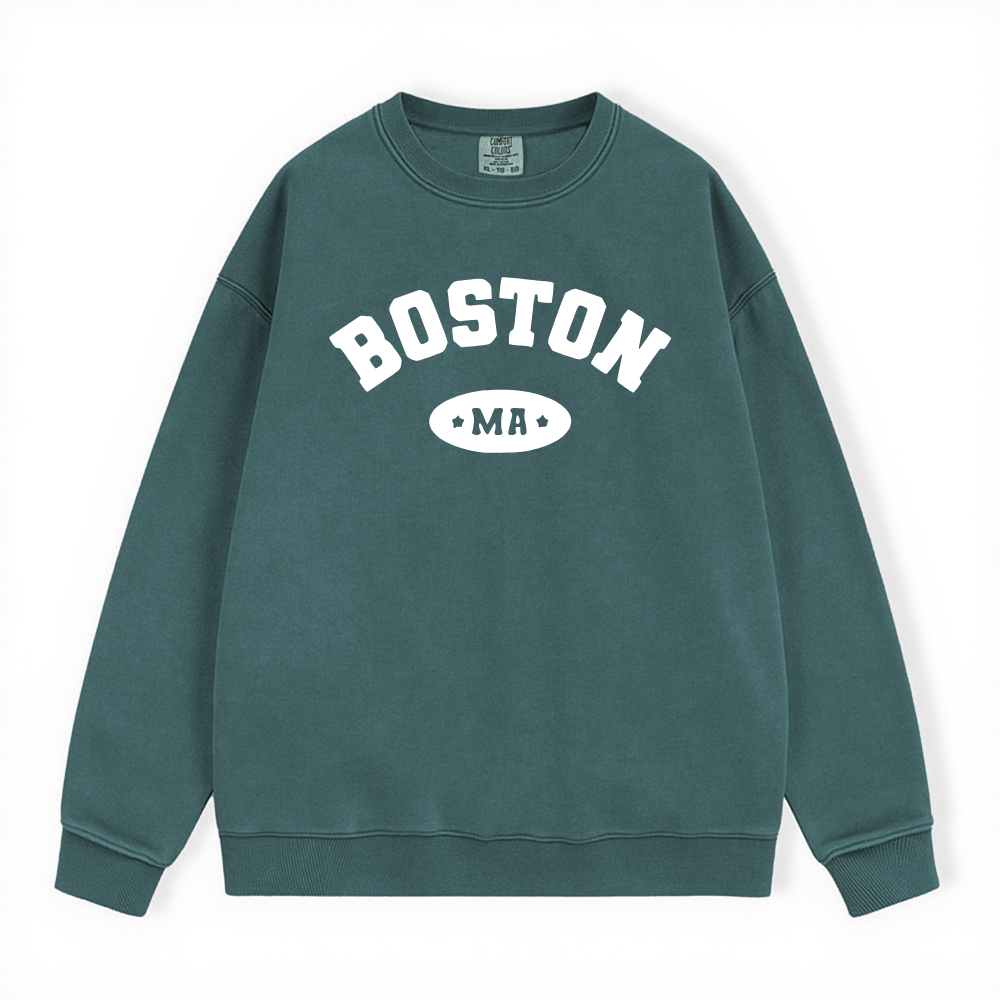 BOSTON MA VINTAGE COLLEGIATE CREWNECK SWEATSHIRT