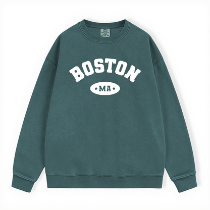 BOSTON MA VINTAGE COLLEGIATE CREWNECK SWEATSHIRT