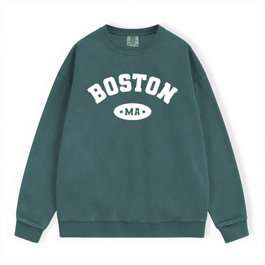 BOSTON MA VINTAGE COLLEGIATE CREWNECK SWEATSHIRT