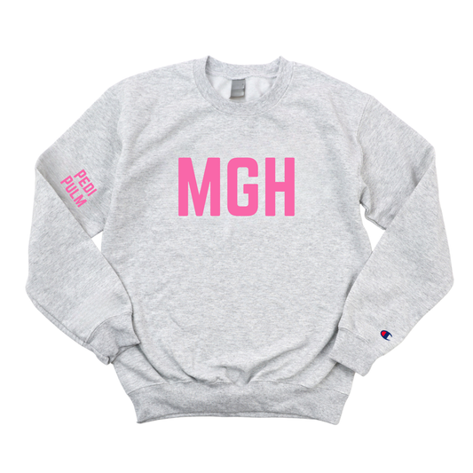 PINK MGH PEDI PULM CHAMPION CREWNECK