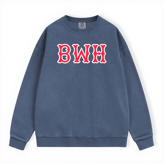 BWH SOX LETTERS CREWNECK