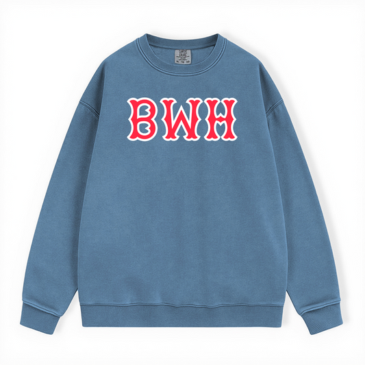 BLUE JEAN  BWH SOX LETTERS COMFORT COLORS CREWNECK-CLEARANCE