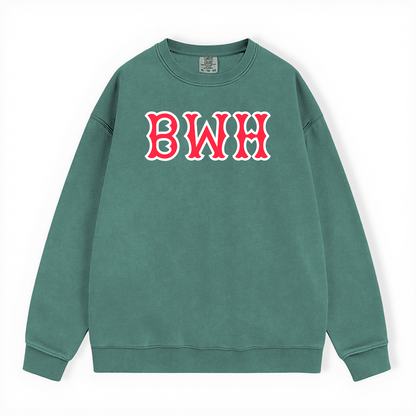 BWH SOX LETTERS CREWNECK