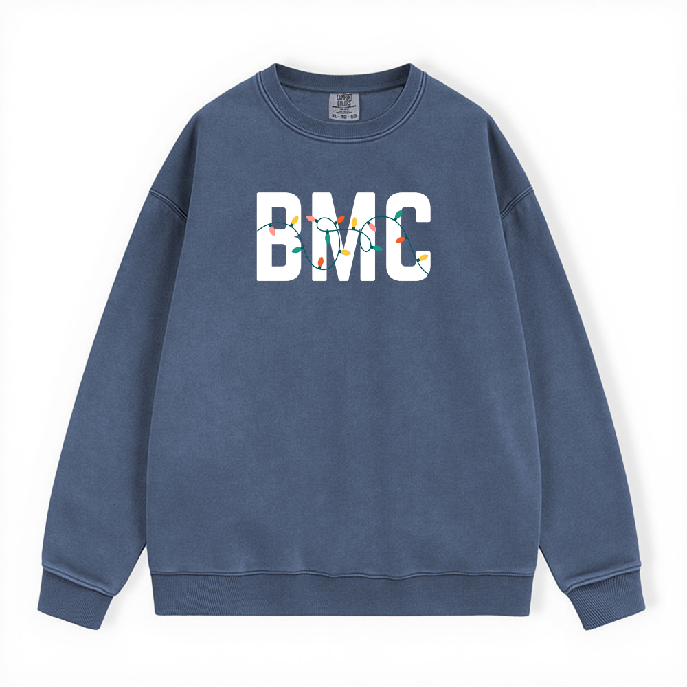 DENIM BMC SOX LETTERS COMFORT COLORS CREWNECK-CLEARANCE