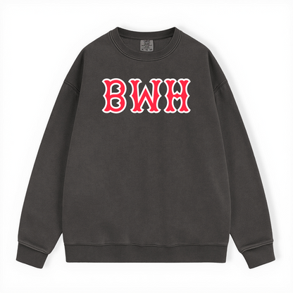 BWH SOX LETTERS CREWNECK