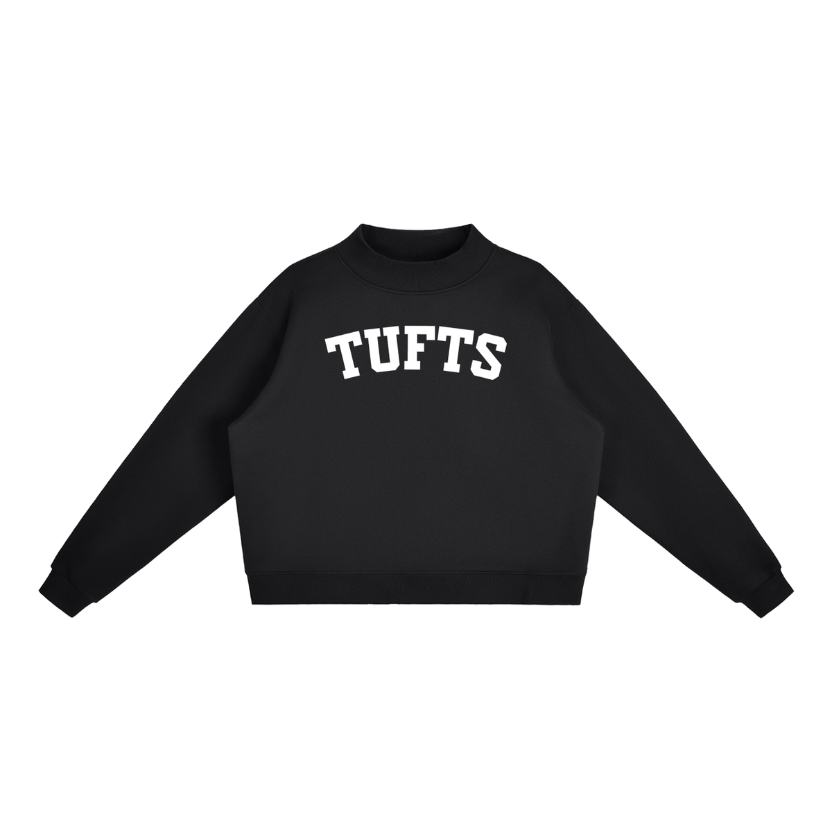TUFTS BLOCK LETTER BLACK MOCK NECK