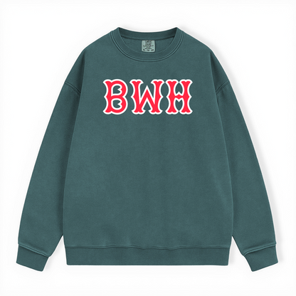 BWH SOX LETTERS CREWNECK