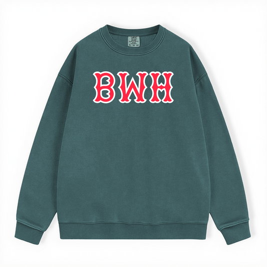BLUE SPRUCE  BWH SOX LETTERS CREWNECK-CLEARANCE