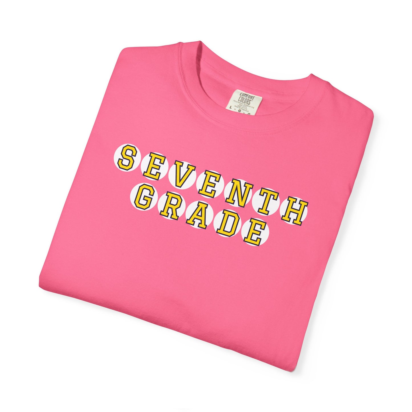 SEVENTH GRADE. YELLOW PLAYER LETTERS T-SHIRT