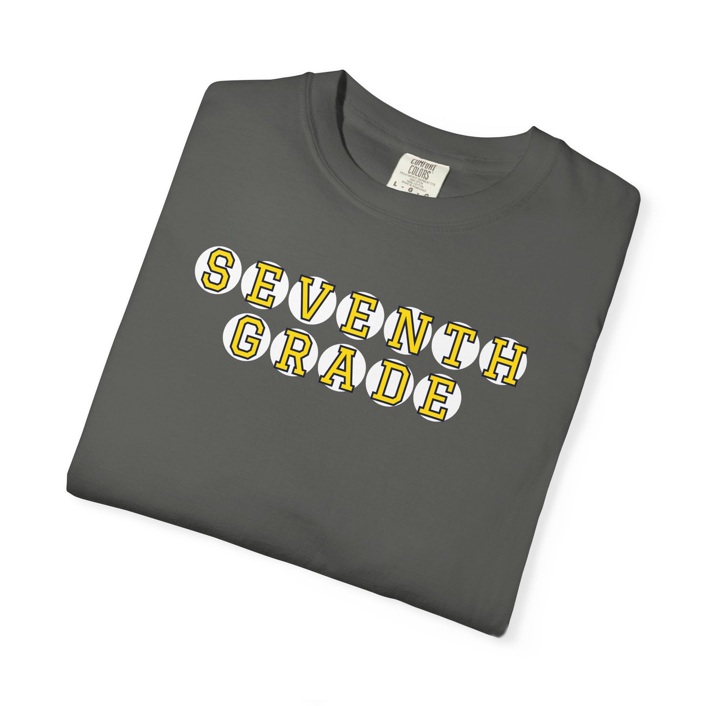 SEVENTH GRADE. YELLOW PLAYER LETTERS T-SHIRT