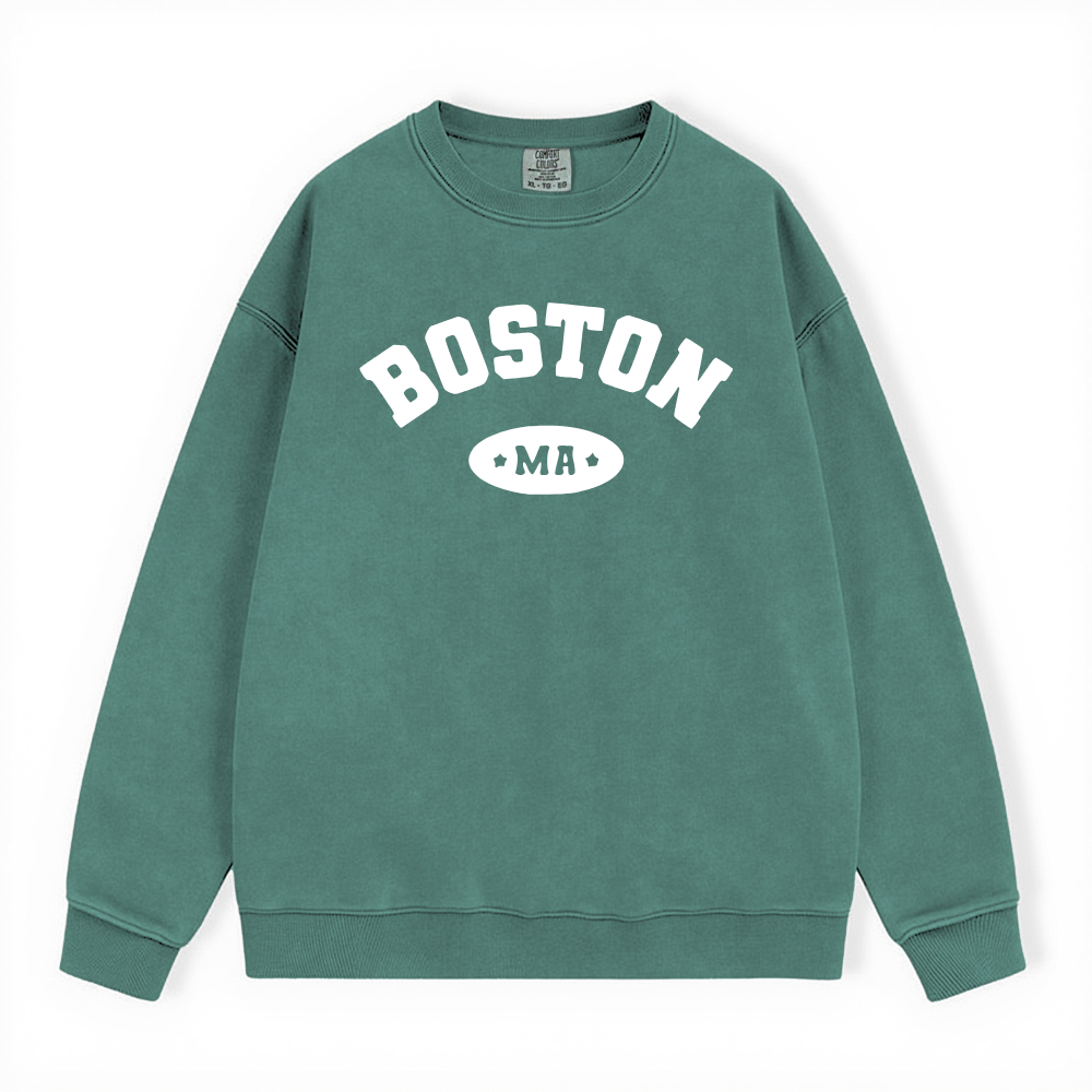 BOSTON MA VINTAGE COLLEGIATE CREWNECK SWEATSHIRT