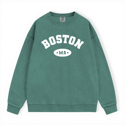 BOSTON MA VINTAGE COLLEGIATE CREWNECK SWEATSHIRT