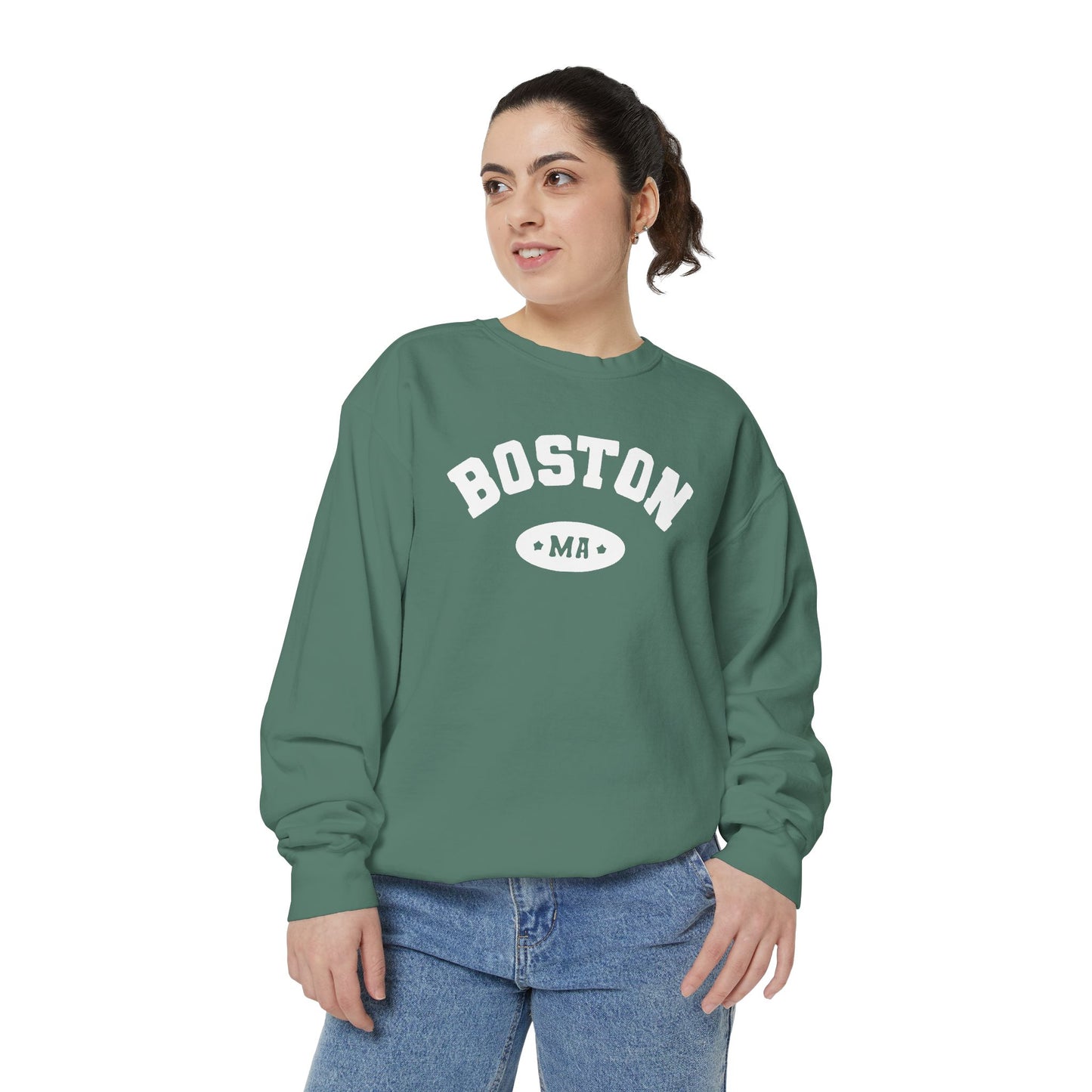 BOSTON MA VINTAGE COLLEGIATE CREWNECK SWEATSHIRT
