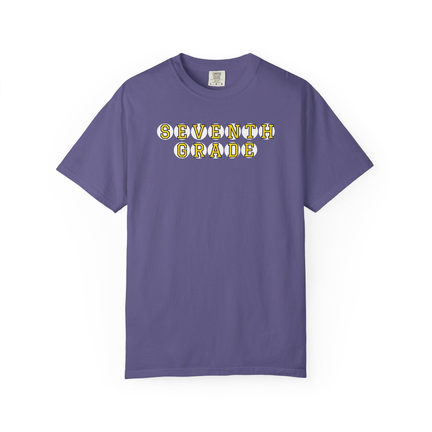 SEVENTH GRADE. YELLOW PLAYER LETTERS T-SHIRT