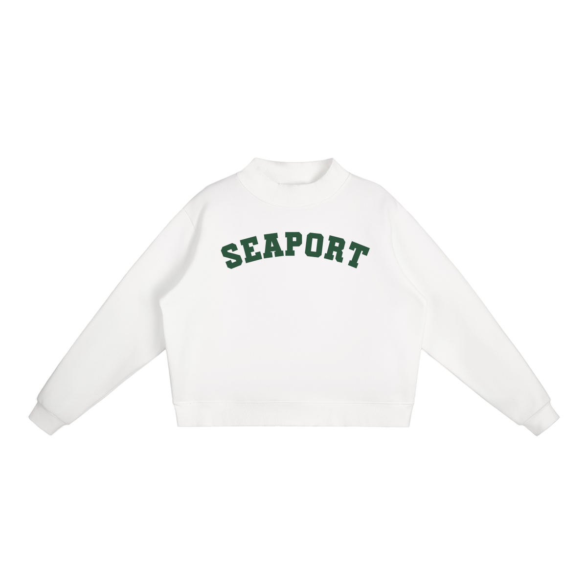 SEAPORT GREEN BLOCK LETTER MOCK NECK
