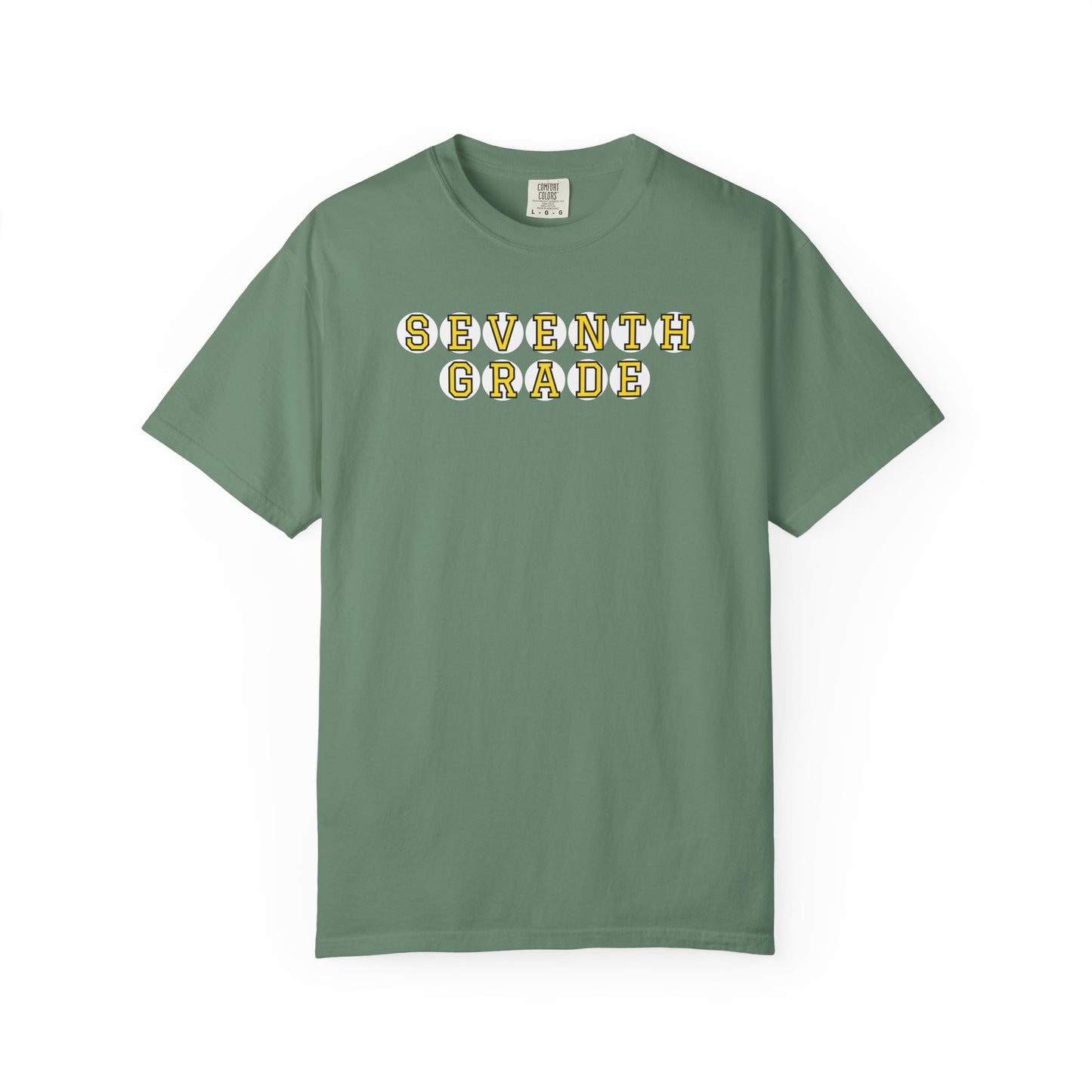 SEVENTH GRADE. YELLOW PLAYER LETTERS T-SHIRT