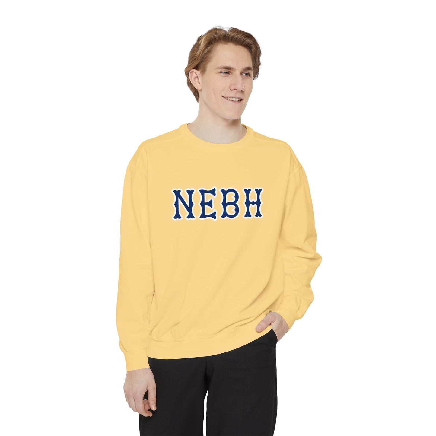 NEBH NAVY SOX LETTERS CRWNECK