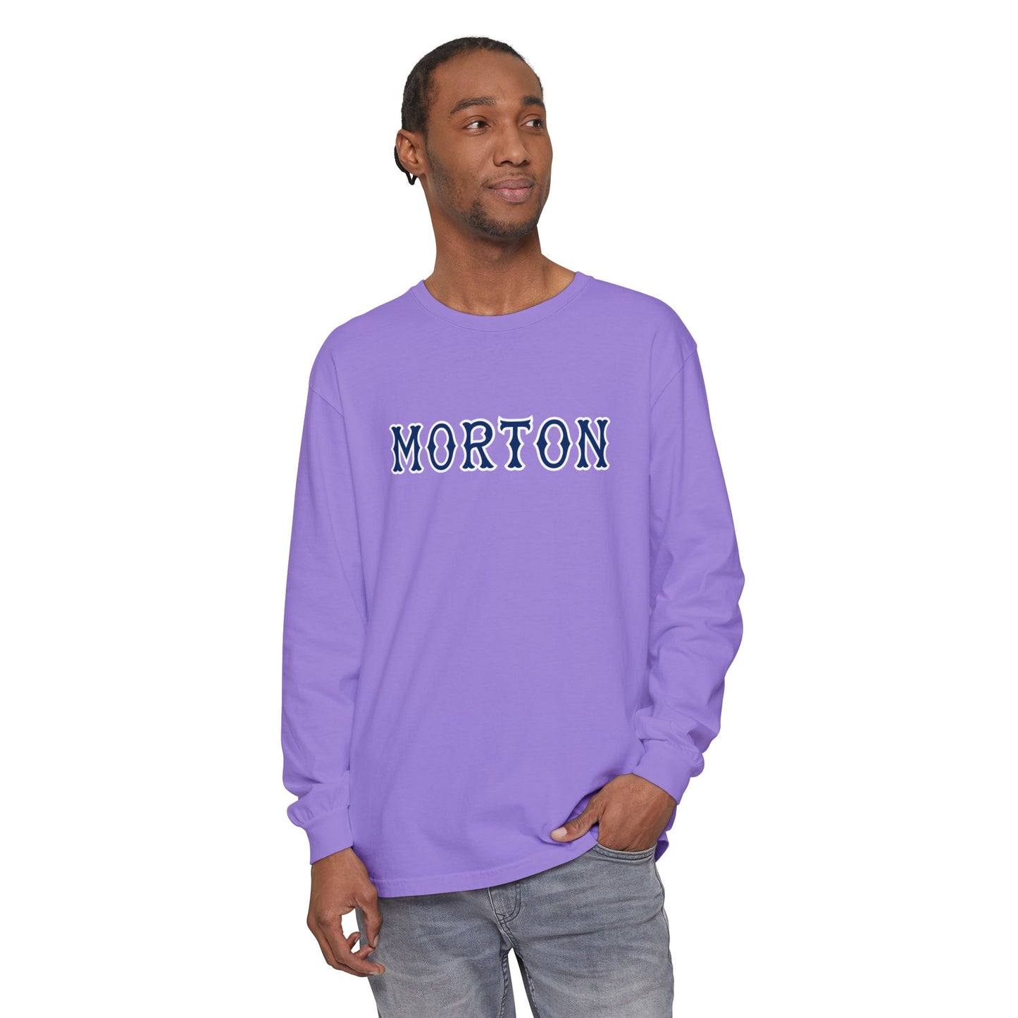 MORTON NAVY SOX LETTERS LONG SLEEVE