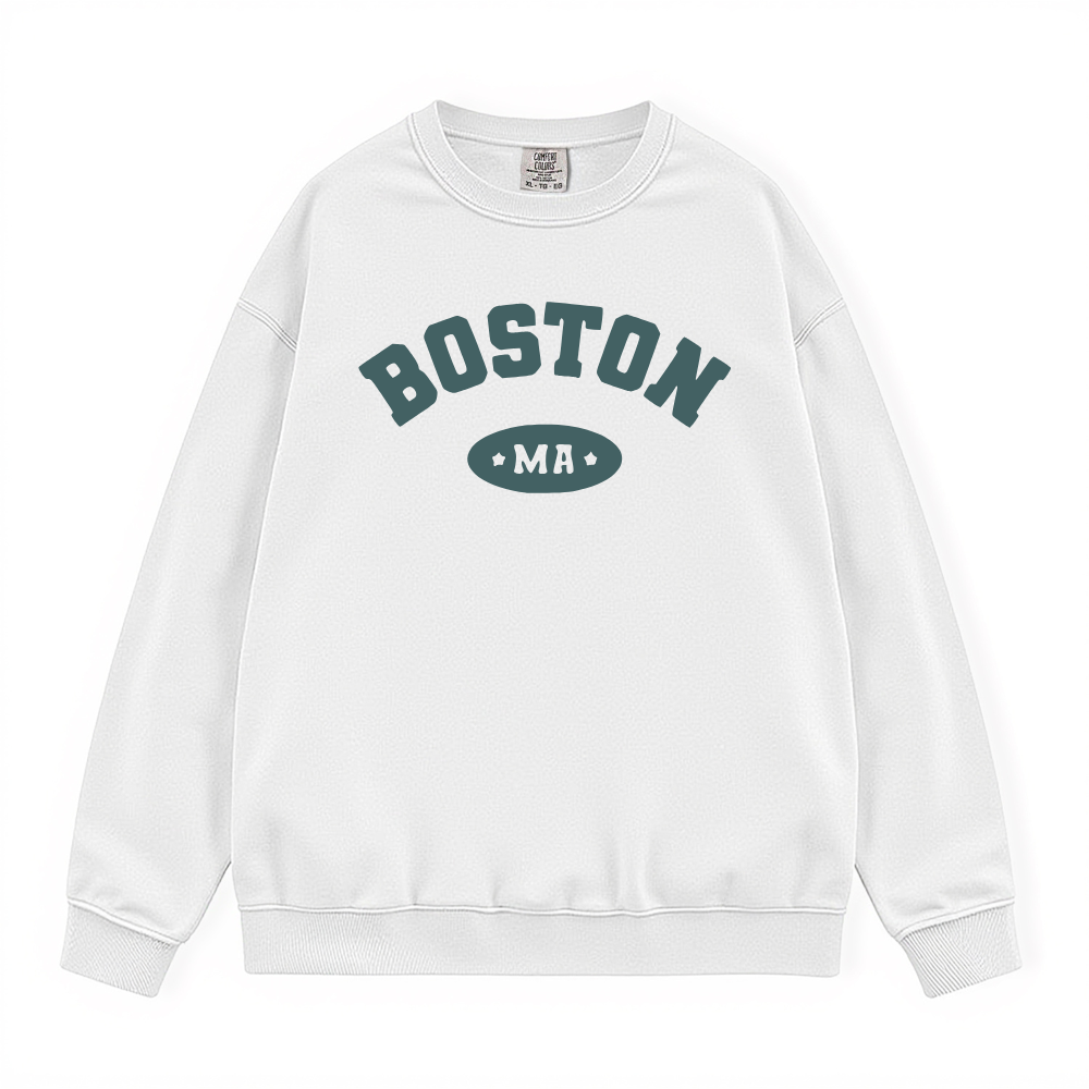 BOSTON MA VINTAGE COLLEGIATE CREWNECK SWEATSHIRT