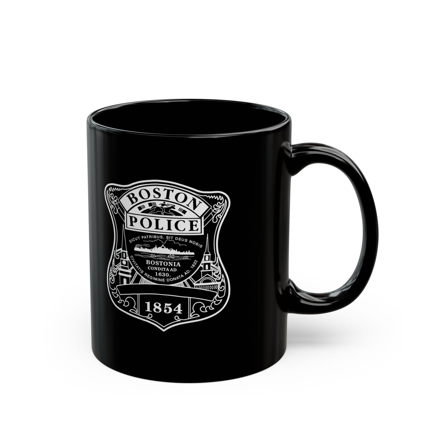 Black Boston Police Badge Mug