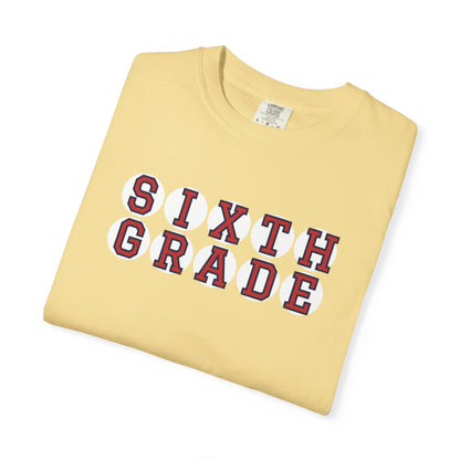 SIXTH GRADE RED PLAYER LETTERS T-SHIRT