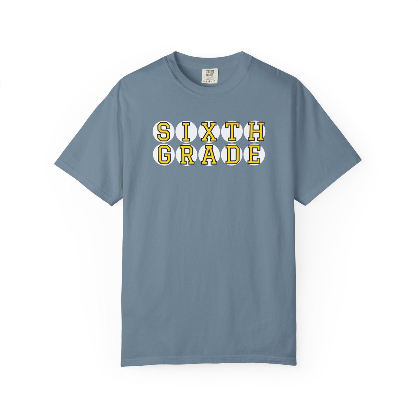 SIXTH GRADE YELLOW PLAYER LETTERS T-SHIRT