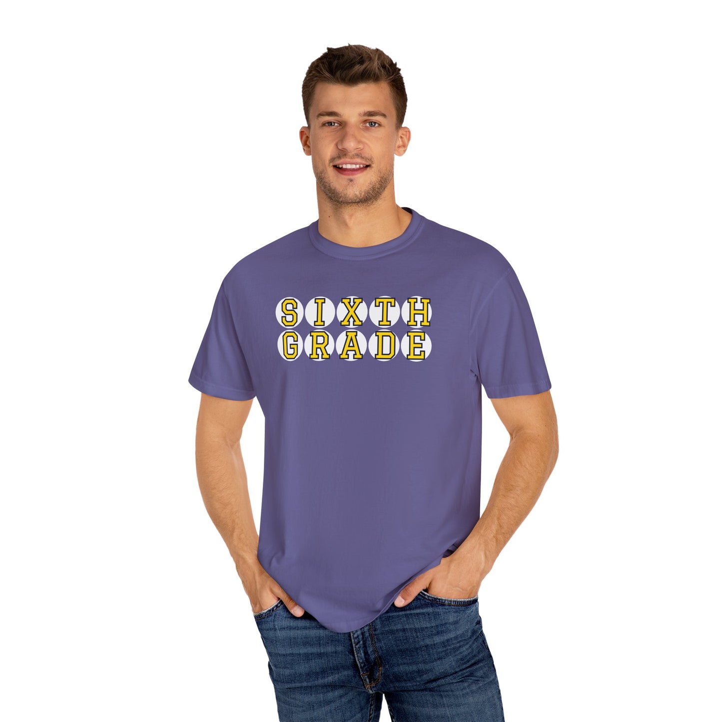 SIXTH GRADE YELLOW PLAYER LETTERS T-SHIRT