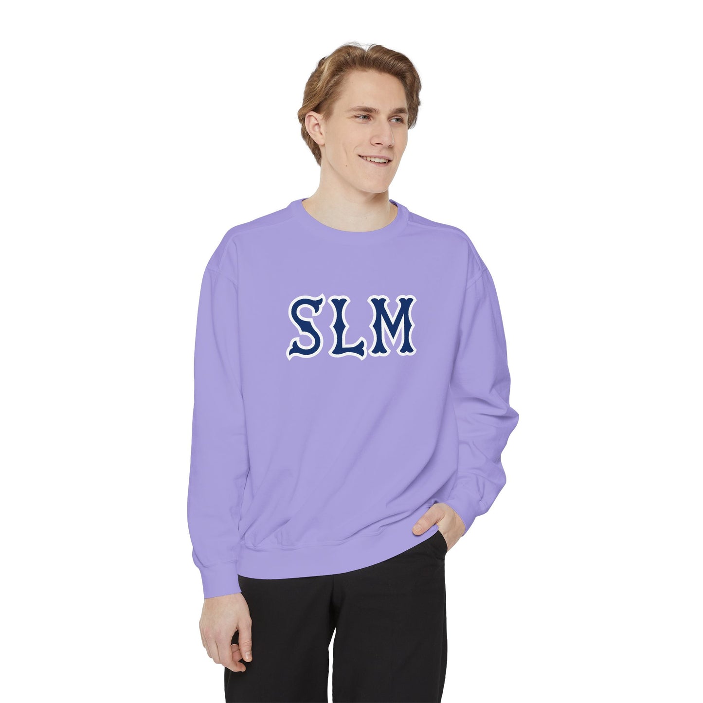 SLM NAVY SOX LETTERS CRWNECK