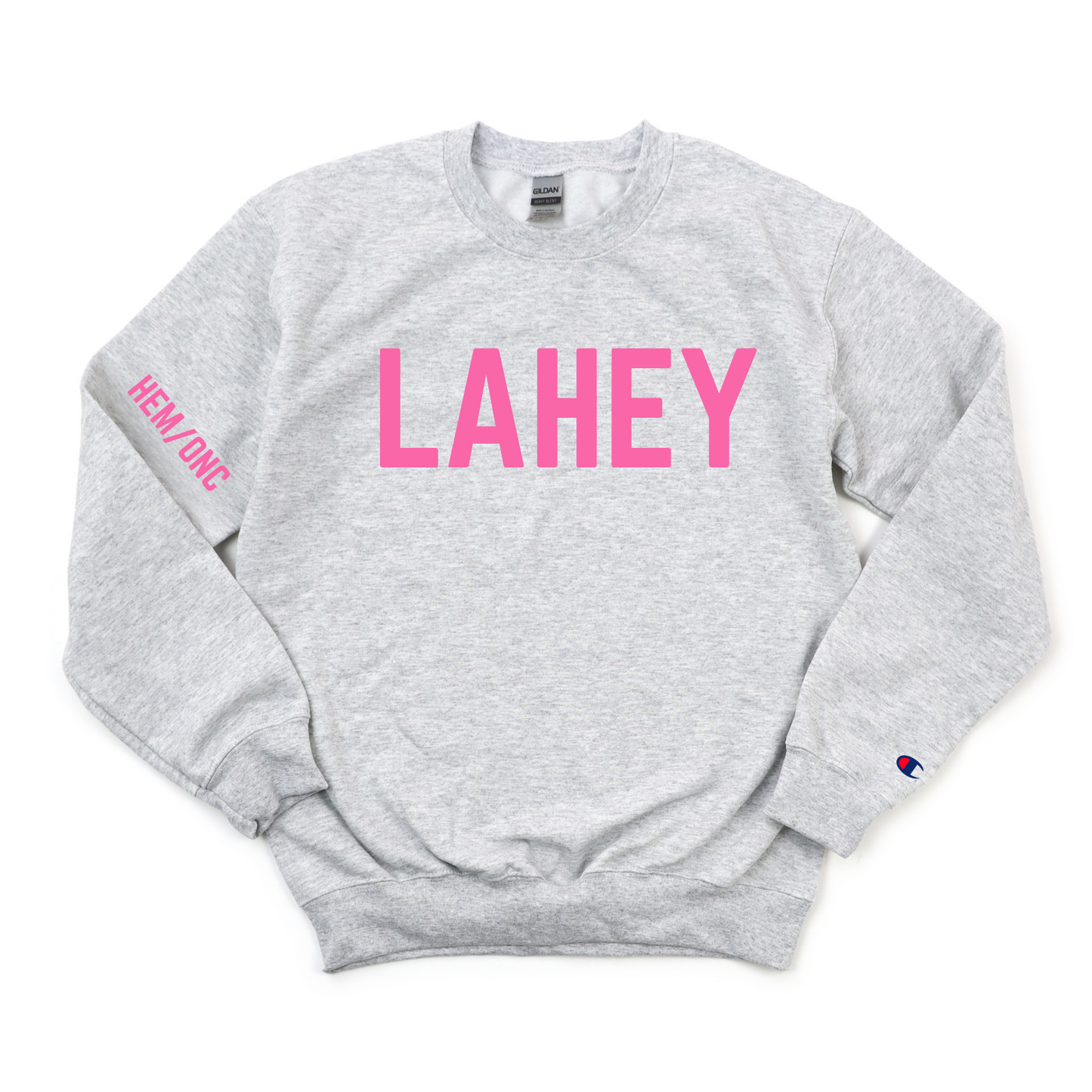 PINK LAHEY HEM/ONC CHAMPION CREWNECK