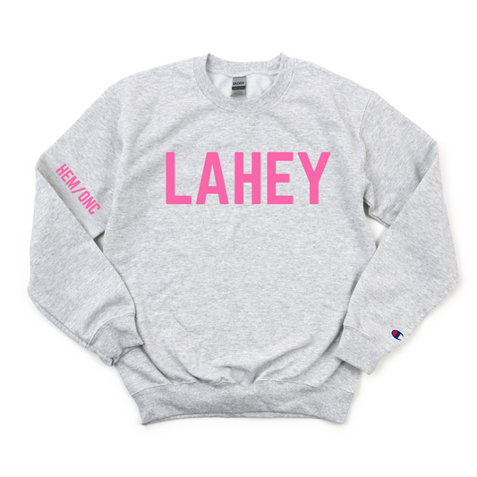 PINK LAHEY HEM/ONC CHAMPION CREWNECK