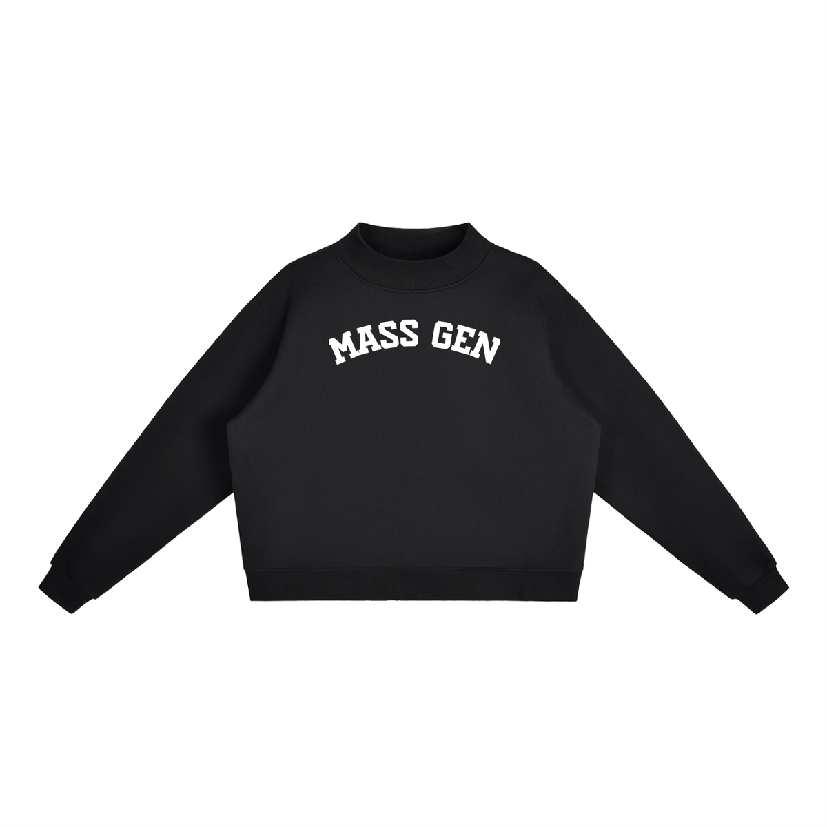 MASS GEN BLOCK LETTER BLACK MOCK NECK