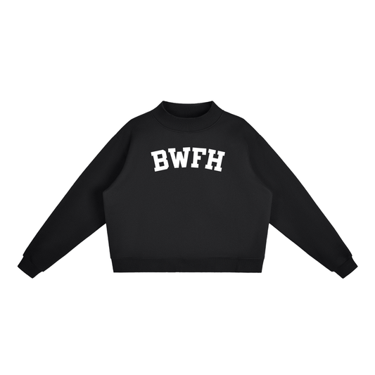BWFH BLOCK LETTER BLACK MOCK NECK