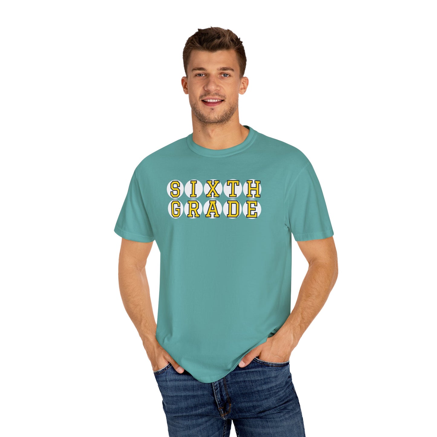 SIXTH GRADE YELLOW PLAYER LETTERS T-SHIRT