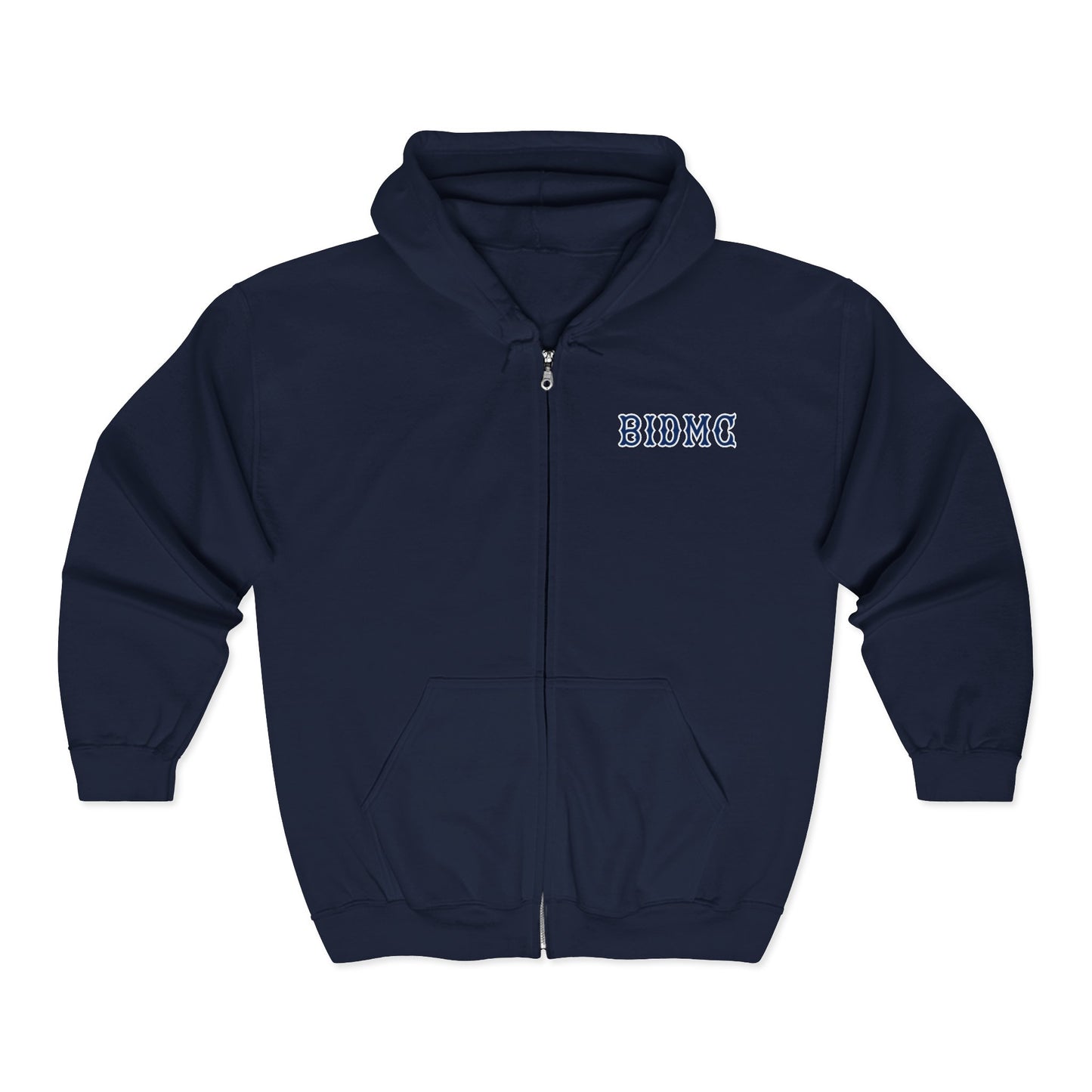 BIDMC NAVY SOX LETTERS HEAVY BLEND FULL ZIP HOODIE