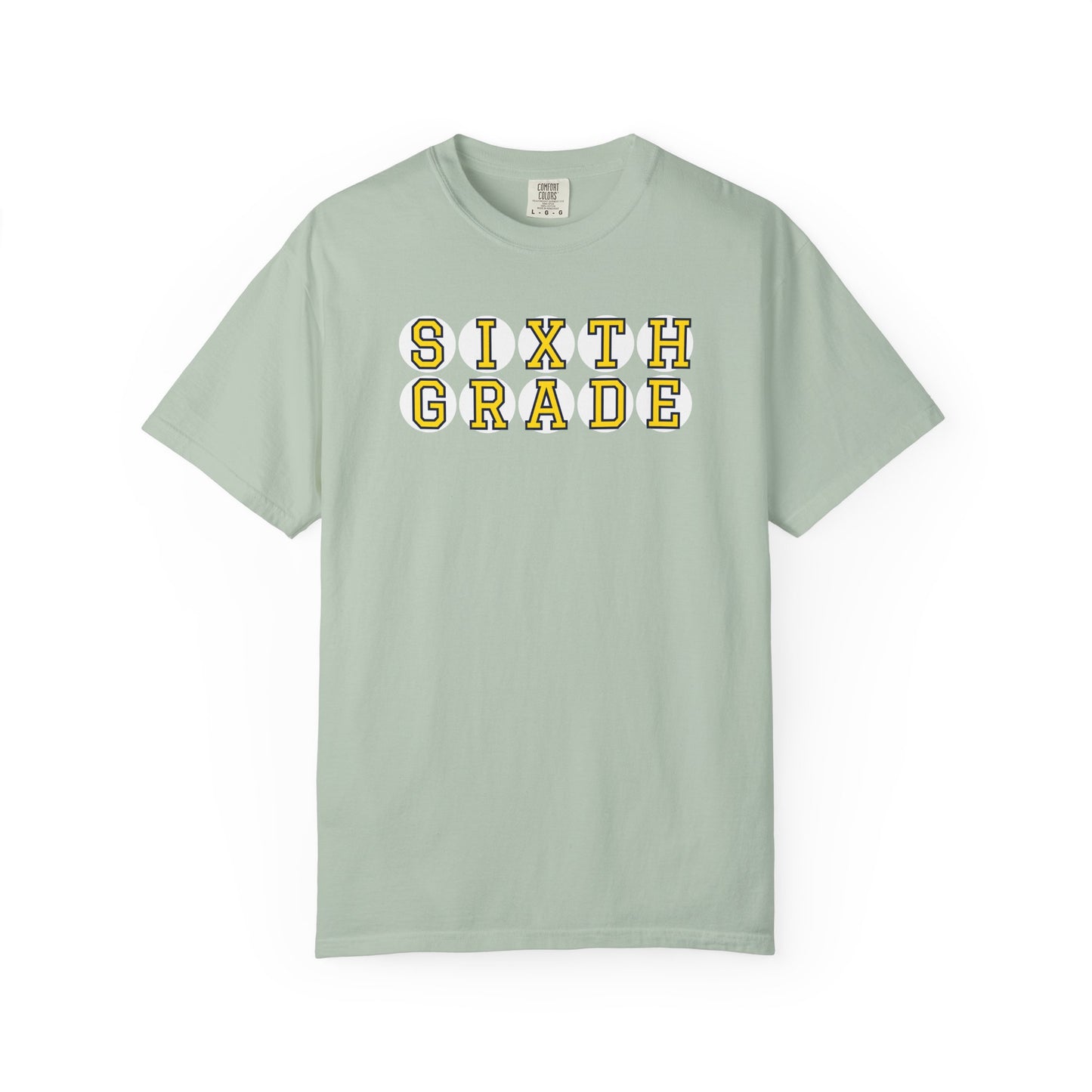 SIXTH GRADE YELLOW PLAYER LETTERS T-SHIRT