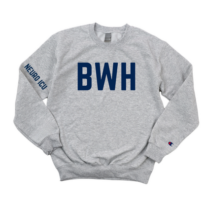 NAVY BWH RN NEURO ICU CHAMPION CREWNECK  - DARK GRAY