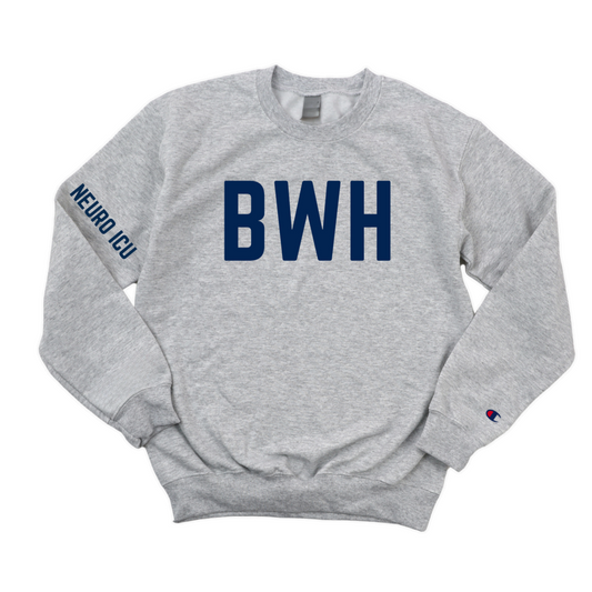 NAVY BWH RN NEURO ICU CHAMPION CREWNECK  - DARK GRAY