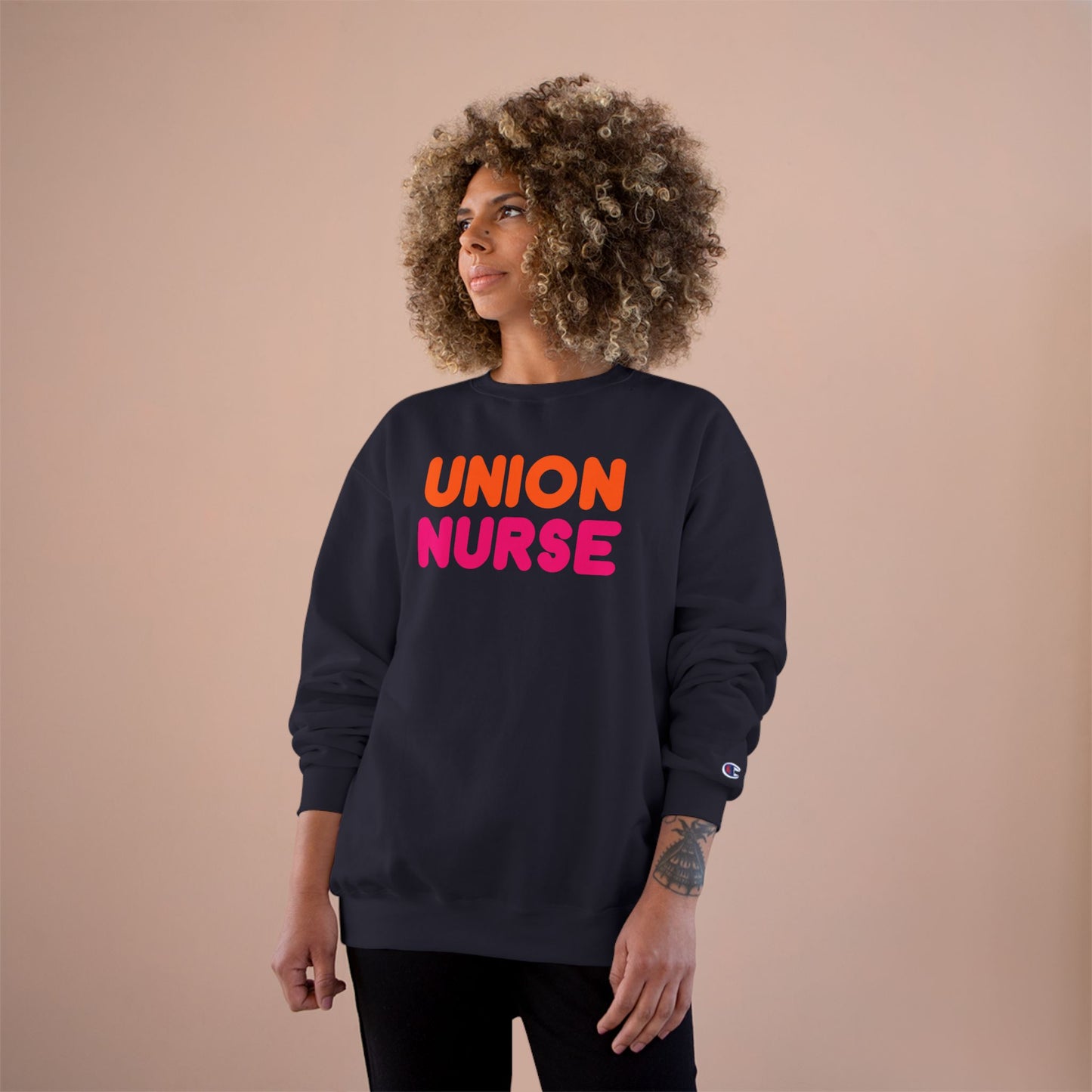 UNION NURSE - WE RUN ON FAIR CONTRACTS CHAMPION CREWNECK